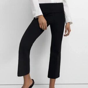 Theory Yoke Stretch Classic Black Cropped Pants with Side Zipper Size 4